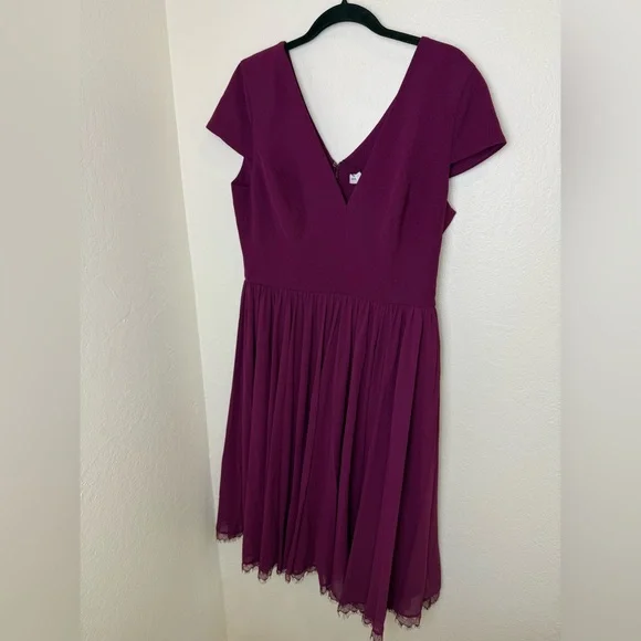 NWT Dress The Population Corey Chiffon Fit & Flare Dress in size Large in Wine - Picture 5 of 8